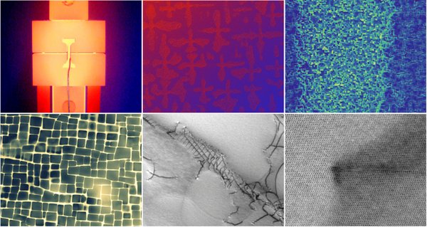 Six abstract patterned images in various colors.