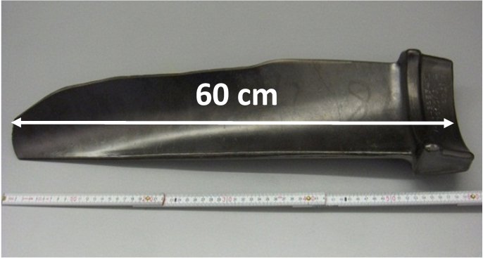 Large steam turbine blade forged in a preliminary study at Leistritz Turbinenkomponenten Remscheid GmbH in cooperation with MPIE (Hanus et al.; Intermetallics 18 (2010) 1379).