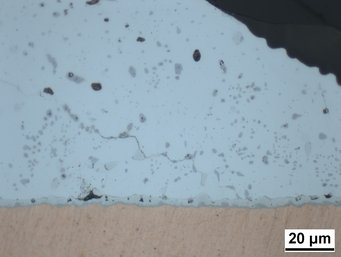 Microstructure of a tin based solder joint. Microstructure of a tin based solder joint.