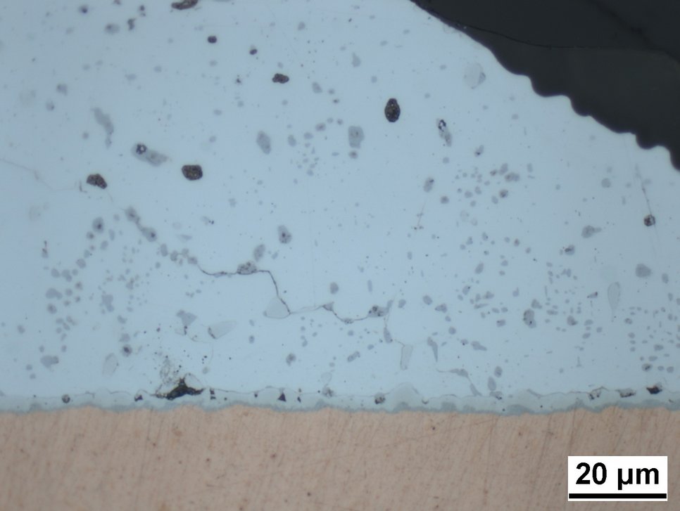 Microstructure of a tin based solder joint.