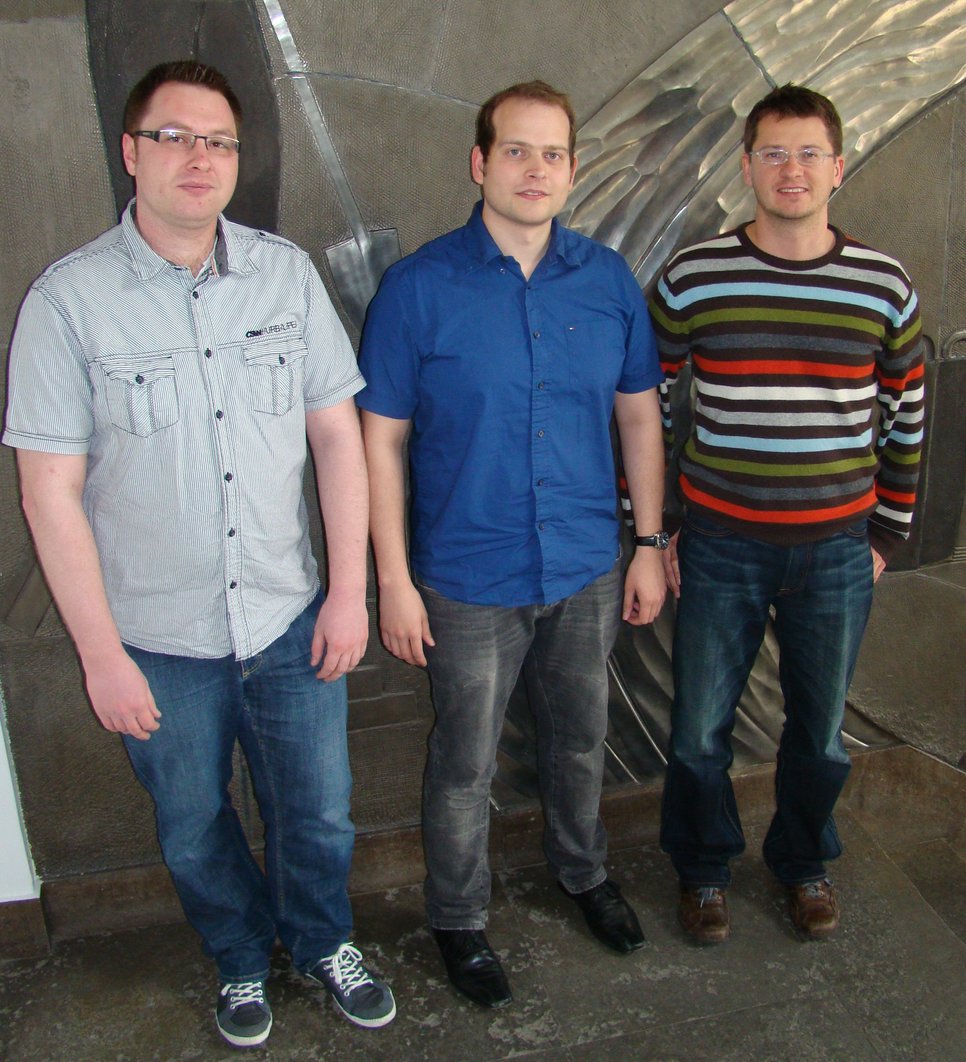 Björn Lange, Josef Meier und Albert Glensk (von links), Nachwuchswissenschaftler am Düsseldorfer MPIE, nehmen am Treffen der Nobelpreisträger in Lindau teil.