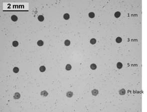 Fig. 2: Optical image of printed catalyst supsensions Fig. 2: Optical image of printed catalyst supsensions