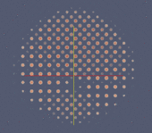 Fig. 2: The screw dislocation is only metastable in a nanowire with the Eshelby twist and can therefore move out if it is located in the outer region of the wire. Simulation snapshot on the top view of a wire, using amplitude equations.