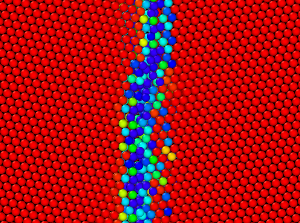 Atomistic simulation of grain boundary migration.