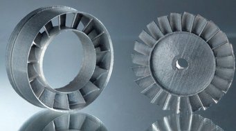 Examples of turbine parts produced by Laser Additive Manufacturing. Examples of turbine parts produced by Laser Additive Manufacturing.