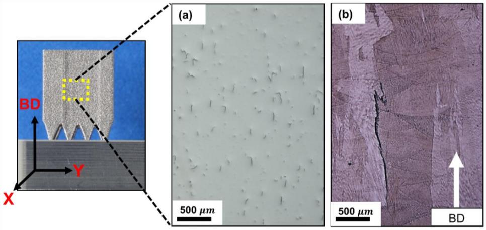 Solidification cracking in L-PBF-produced In738LC Nickel-base superalloy.