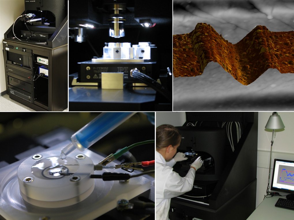 A laboratory environment with various scientific instruments, including a microscope and a computer displaying analytical graphs, indicating ongoing research activities.