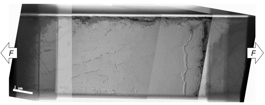 Figure 1: FIB lamella for in-situ TEM straining tests Figure 1: FIB lamella for in-situ TEM straining tests