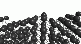 Animated minimum energy path for the evaporation of an Al ion from a step on a Al(111) terrace.
