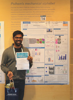 Erster Posterpreis für Avinash Hariharan, Doktorand in der Gruppe "Legierungen für die Additive Fertigung", auf der AAMS 2019.