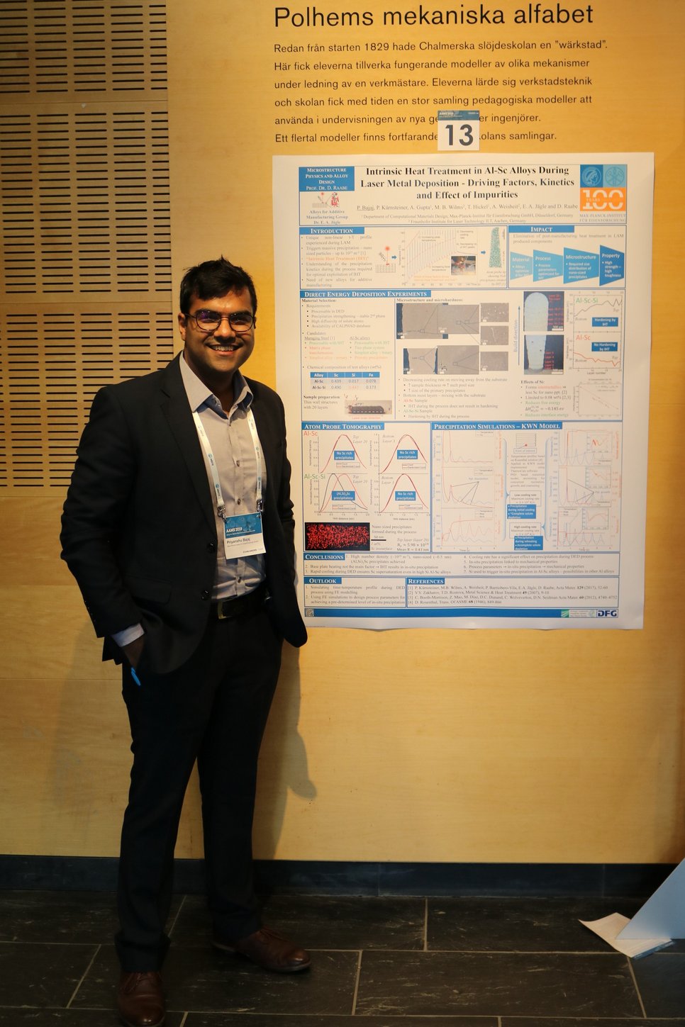Priyanshu Bajaj, PhD student in the group “Alloys for Additive Manufacturing” has won the Second Best Poster Prize at the AAMS 2019.