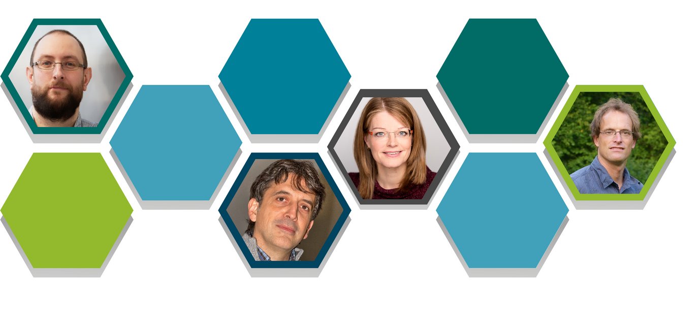 Mit dem Leibniz-Preis 2020 geehrt (von links nach rechts): Baptiste Gault, Andrea Musacchio, Dagmar Schäfer und Markus Reichstein