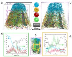 Dreidimensionale Rekonstruktion und Analyse der Grenzfläche zwischen dem nanoporösen Goldsubstrat und dem NaCl-haltigen Eis.