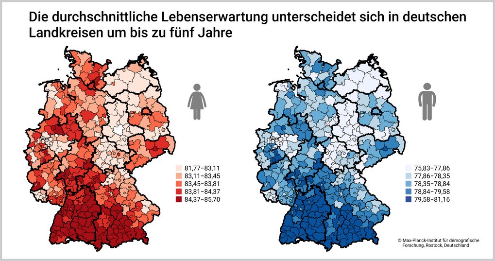 Richtig lang lebt man nur in Süddeutschland