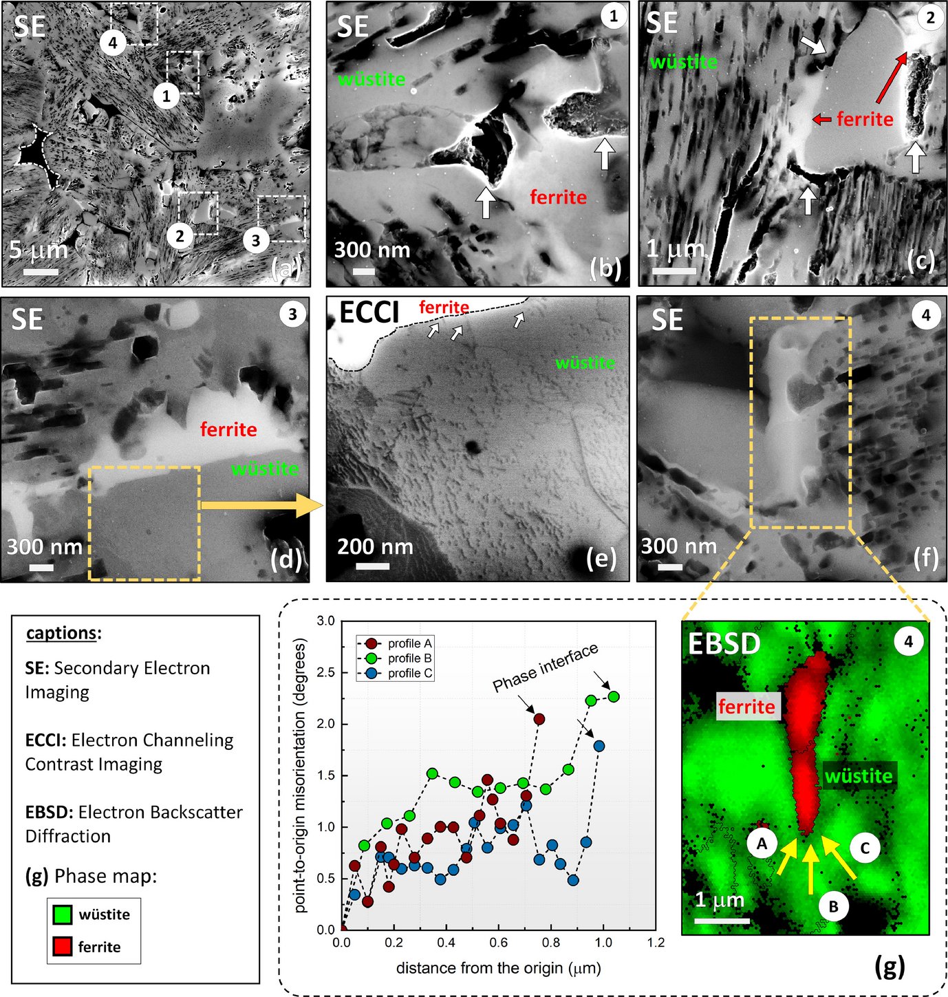 Figure: The role of microstructure in green steel making: Direct reduction of hematite iron ores with hydrogen at 700°C.