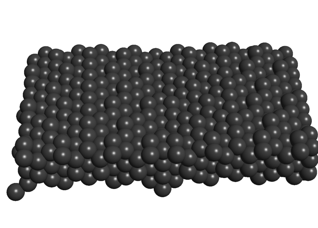Surface of a Al Σ3 grain boundary slab model. Surface of a Al Σ3 grain boundary slab model.