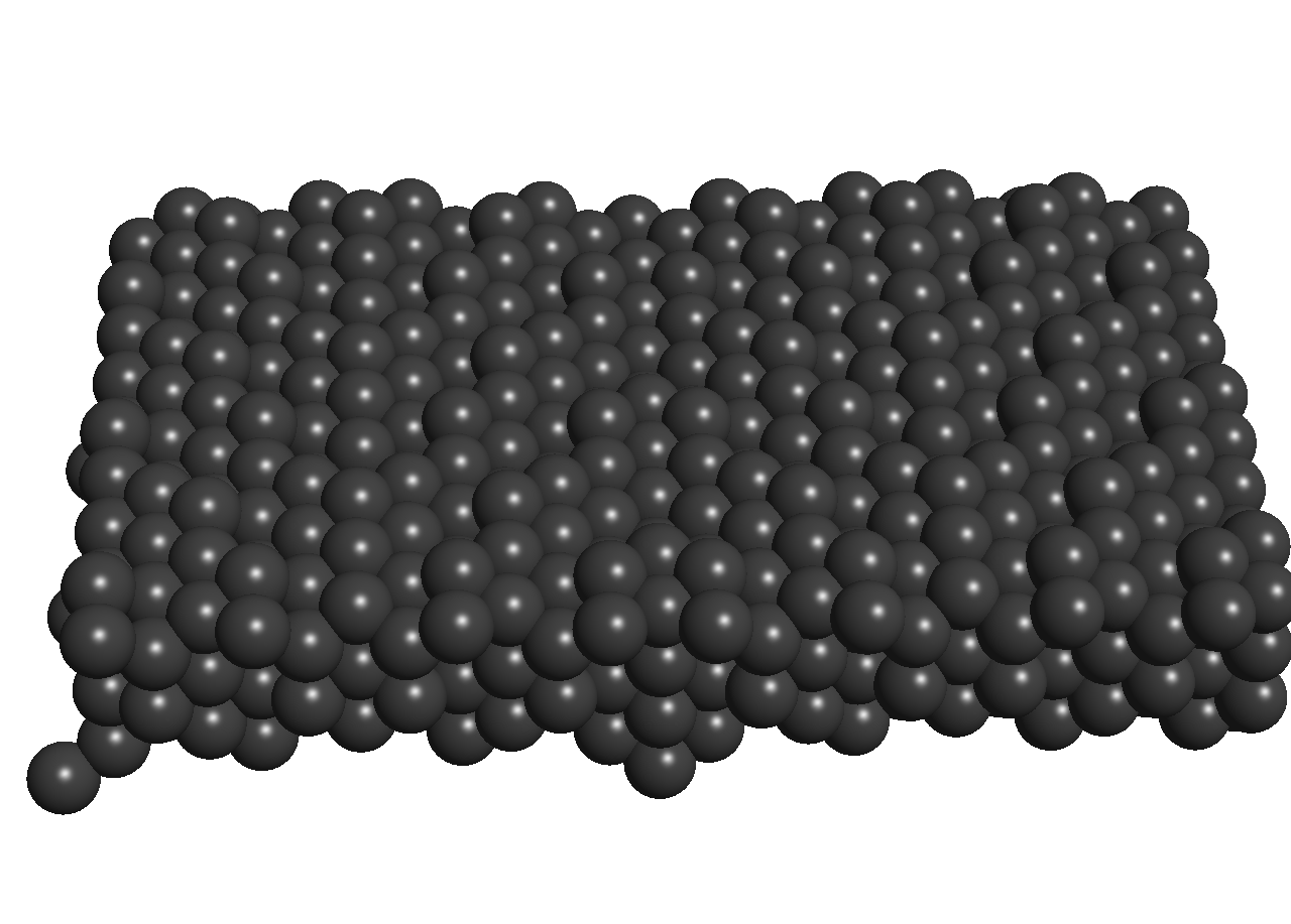 Surface of a Al Σ3 grain boundary slab model. Surface of a Al Σ3 grain boundary slab model.
