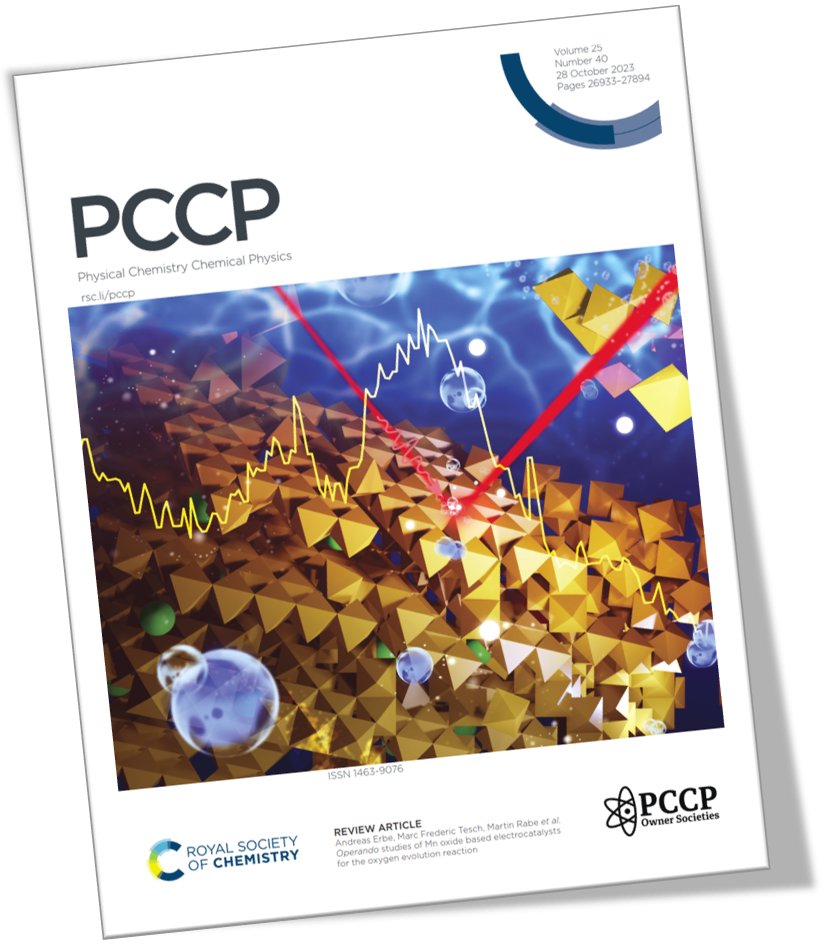Our review on operando studies on Mn-based OER catalysts featured on the front cover of PCCP. Our review on operando studies on Mn-based OER catalysts featured on the front cover of PCCP.