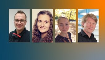 Die ausgezeichneten Autor*innen des MPIE (von links): Benedikt Distl, Leonie Gomell, Angelika Gedsun und Frank Stein Die ausgezeichneten Autor*innen des MPIE (von links): Benedikt Distl, Leonie Gomell, Angelika Gedsun und Frank Stein