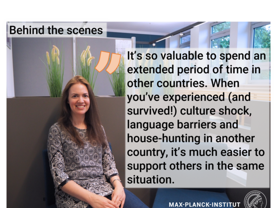 Women in an office setting with text about cultural experiences.