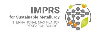 Logo of IMPRS for Sustainable Metallurgy featuring a molecular structure with arrows and a green leaf.