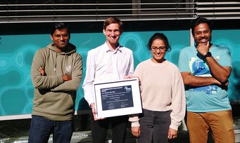Dr. Christoph Freysoldt holding his certificate for giving the renowned J.H. Block Lecture, amongst his group members. The International Field Emission Society has chosen Freysoldt who heads the group “Defect Chemistry & Spectroscopy” at the Max-Planck-Institut für Eisenforschung, as the distinguished speaker for the J.H. Block Lecture at the Atom Probe Tomography and Microscopy Conference 2023 in Leuven, Belgium. Dr. Christoph Freysoldt holding his certificate for giving the renowned J.H. Block Lecture, amongst his group members. The International Field Emission Society has chosen Freysoldt who heads the group “Defect Chemistry & Spectroscopy” at the Max-Planck-Institut für Eisenforschung, as the distinguished speaker for the J.H. Block Lecture at the Atom Probe Tomography and Microscopy Conference 2023 in Leuven, Belgium.