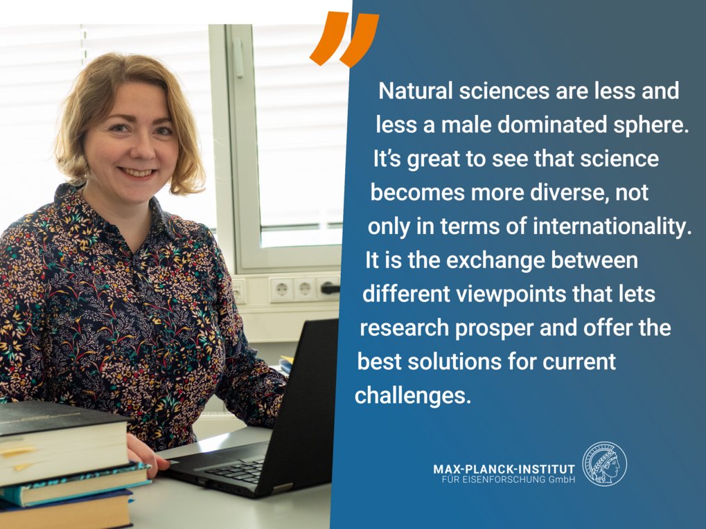 Person in an office. Next to them a text about the diversity of research.