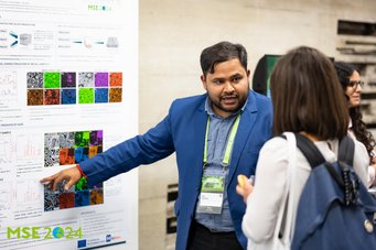 Shiv Shankar presenting his poster on the sustainable synthesis of porous multicomponent alloys. Shiv Shankar presenting his poster on the sustainable synthesis of porous multicomponent alloys.