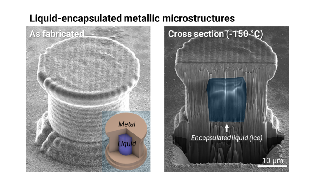 Liquid-filled metal microarchitectures