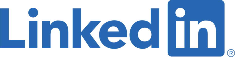 LinkedIn logo in blue, displaying stylized text with "in" in a square, accompanied by a trademark symbol.