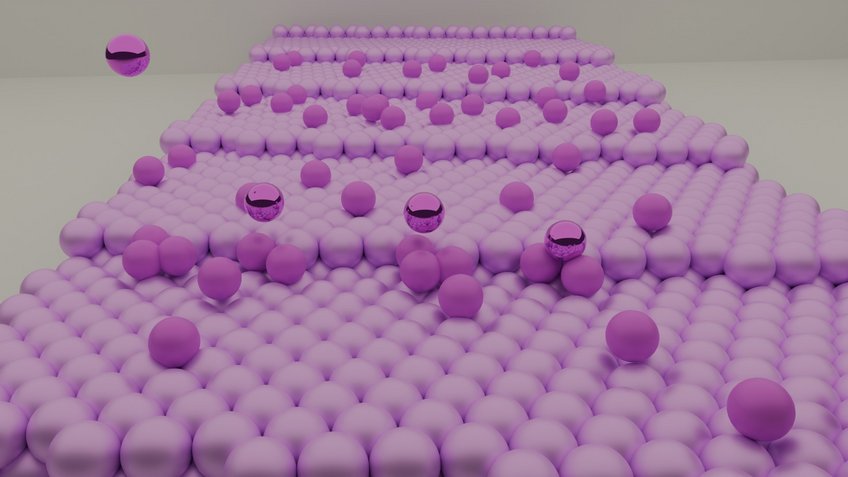 Stable surface phases of Lithium (110) with increasing electric field. Surface phases of Lithium (110) with increasing electric field. The electric field increases towards the viewer.