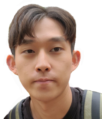 Individual with dark hair, visible ear, wearing a backpack with green striped strap.