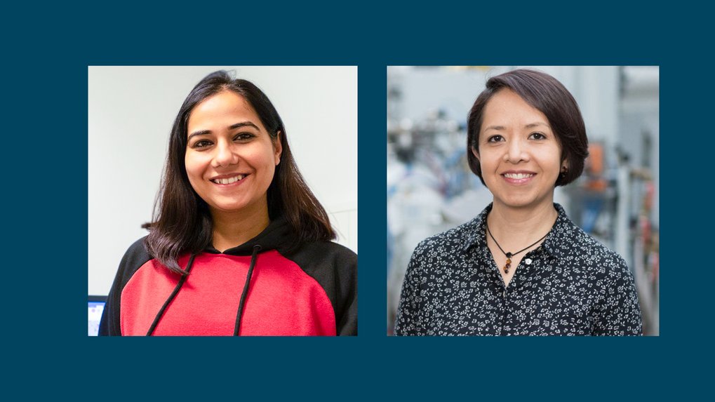 Maria Jazmin Duarte Correa (on the right) from the Max Planck Institute for Sustainable Materials in Germany and Khushubo Devi from the Indian Institute of Technology Indore, India, have been awarded with an Indo-German funding for their research on hydrogen-based ironmaking. Separate portrait photos of two women.